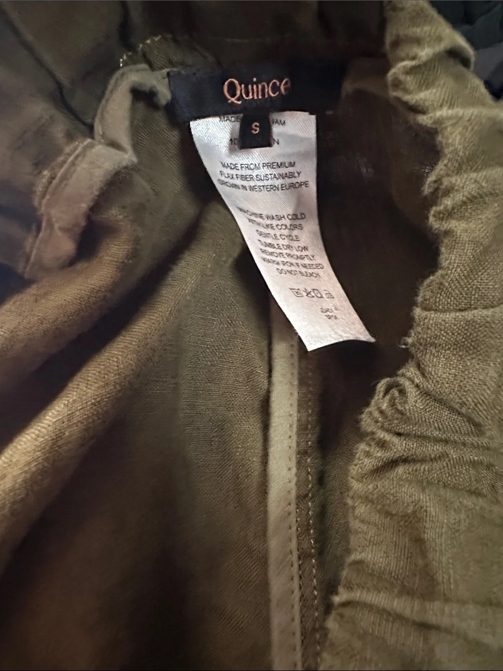Quince Women's Olive Linen Wide-Leg Pants